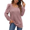 imageWIHOLL Tunic Tops for Women Loose Fit Long Sleeve Shirts Square Neck Tops06pink