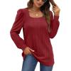 imageWIHOLL Tunic Tops for Women Loose Fit Long Sleeve Shirts Square Neck Tops06red