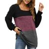 imageWIHOLL Tunic Tops for Women Loose Fit Long Sleeve Shirts Square Neck Tops07black Red Grey