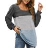 imageWIHOLL Tunic Tops for Women Loose Fit Long Sleeve Shirts Square Neck Tops07grey Lightgrey Blue