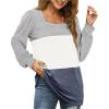 imageWIHOLL Tunic Tops for Women Loose Fit Long Sleeve Shirts Square Neck Tops07grey White Blue