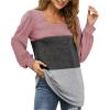 imageWIHOLL Tunic Tops for Women Loose Fit Long Sleeve Shirts Square Neck Tops07pink Darkgrey Grey