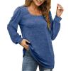 imageWIHOLL Tunic Tops for Women Loose Fit Long Sleeve Shirts Square Neck Tops08royal Blue