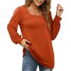imageWIHOLL Tunic Tops for Women Loose Fit Long Sleeve Shirts Square Neck Tops09orange