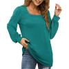 imageWIHOLL Tunic Tops for Women Loose Fit Long Sleeve Shirts Square Neck Tops11peacock Green