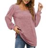 imageWIHOLL Tunic Tops for Women Loose Fit Long Sleeve Shirts Square Neck Tops13grey Pink