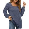 imageWIHOLL Tunic Tops for Women Loose Fit Long Sleeve Shirts Square Neck Tops14black Blue
