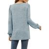 imageWIHOLL Tunic Tops for Women Loose Fit Long Sleeve Shirts Square Neck Tops15grey Blue