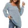 imageWIHOLL Tunic Tops for Women Loose Fit Long Sleeve Shirts Square Neck Tops15grey Blue