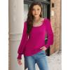 imageWIHOLL Womens Long Sleeve Shirts Fall Clothes Outfits 2024 Fashion Puff Square Neck TopsHotpink
