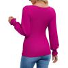 imageWIHOLL Womens Long Sleeve Shirts Fall Clothes Outfits 2024 Fashion Puff Square Neck TopsHotpink