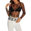 imageWIHOLL Womens Mesh Sheer Tops Sexy Crew Neck Summer Loose FIt Party Clubwear Shirts1a Black
