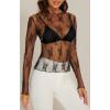 imageWIHOLL Womens Mesh Sheer Tops Sexy Crew Neck Summer Loose FIt Party Clubwear Shirts1a Black