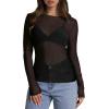 imageWIHOLL Womens Mesh Sheer Tops Sexy Crew Neck Summer Loose FIt Party Clubwear ShirtsA1 Black