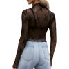 imageWIHOLL Womens Mesh Sheer Tops Sexy Crew Neck Summer Loose FIt Party Clubwear ShirtsA1 Black Lace