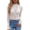 imageWIHOLL Womens Mesh Sheer Tops Sexy Crew Neck Summer Loose FIt Party Clubwear ShirtsA1white Lace