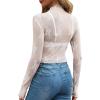imageWIHOLL Womens Mesh Sheer Tops Sexy Crew Neck Summer Loose FIt Party Clubwear ShirtsA1white Lace