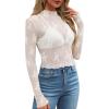 imageWIHOLL Womens Mesh Sheer Tops Sexy Crew Neck Summer Loose FIt Party Clubwear ShirtsA1white Lace