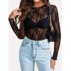 imageWIHOLL Womens Mesh Sheer Tops Sexy Crew Neck Summer Loose FIt Party Clubwear ShirtsA2 Black
