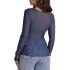 imageWIHOLL Womens Mesh Sheer Tops Sexy Crew Neck Summer Loose FIt Party Clubwear ShirtsA3 Blue
