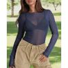 imageWIHOLL Womens Mesh Sheer Tops Sexy Crew Neck Summer Loose FIt Party Clubwear ShirtsA3 Blue