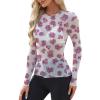 imageWIHOLL Womens Mesh Sheer Tops Sexy Crew Neck Summer Loose FIt Party Clubwear ShirtsA4 Floral