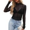imageWIHOLL Womens Mesh Sheer Tops Sexy Crew Neck Summer Loose FIt Party Clubwear ShirtsB1 Black