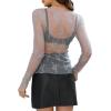 imageWIHOLL Womens Mesh Sheer Tops Sexy Crew Neck Summer Loose FIt Party Clubwear ShirtsB2 Grey