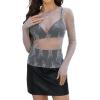 imageWIHOLL Womens Mesh Sheer Tops Sexy Crew Neck Summer Loose FIt Party Clubwear ShirtsB2 Grey