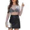 imageWIHOLL Womens Mesh Sheer Tops Sexy Crew Neck Summer Loose FIt Party Clubwear ShirtsB2 Grey