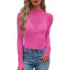 imageWIHOLL Womens Mesh Sheer Tops Sexy Crew Neck Summer Loose FIt Party Clubwear ShirtsB3 Pink