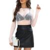 imageWIHOLL Womens Mesh Sheer Tops Sexy Crew Neck Summer Loose FIt Party Clubwear ShirtsB3 White