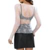 imageWIHOLL Womens Mesh Sheer Tops Sexy Crew Neck Summer Loose FIt Party Clubwear ShirtsB3 White