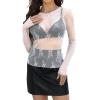 imageWIHOLL Womens Mesh Sheer Tops Sexy Crew Neck Summer Loose FIt Party Clubwear ShirtsB3 White