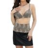 imageWIHOLL Womens Mesh Sheer Tops Sexy Crew Neck Summer Loose FIt Party Clubwear ShirtsB4 Apricot