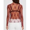 imageWIHOLL Womens Mesh Sheer Tops Sexy Crew Neck Summer Loose FIt Party Clubwear ShirtsB5 Burgundy