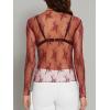 imageWIHOLL Womens Mesh Sheer Tops Sexy Crew Neck Summer Loose FIt Party Clubwear ShirtsB5 Burgundy