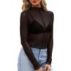 imageWIHOLL Womens Mesh Sheer Tops Sexy Crew Neck Summer Loose FIt Party Clubwear ShirtsC1 Black Polka