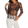 imageWIHOLL Womens Mesh Sheer Tops Sexy Crew Neck Summer Loose FIt Party Clubwear ShirtsC1 Black Print
