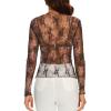 imageWIHOLL Womens Mesh Sheer Tops Sexy Crew Neck Summer Loose FIt Party Clubwear ShirtsC1 Black Print