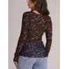 imageWIHOLL Womens Mesh Sheer Tops Sexy Crew Neck Summer Loose FIt Party Clubwear ShirtsC2 Black Print