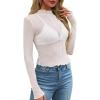 imageWIHOLL Womens Mesh Sheer Tops Sexy Crew Neck Summer Loose FIt Party Clubwear ShirtsC2 White Polka