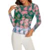 imageWIHOLL Womens Mesh Sheer Tops Sexy Crew Neck Summer Loose FIt Party Clubwear ShirtsC3 Green Print