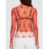 imageWIHOLL Womens Mesh Sheer Tops Sexy Crew Neck Summer Loose FIt Party Clubwear ShirtsC4 Rose Print