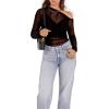 imageWIHOLL Womens Mesh Sheer Tops Sexy Crew Neck Summer Loose FIt Party Clubwear ShirtsD1 Black
