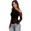 imageWIHOLL Womens Mesh Sheer Tops Sexy Crew Neck Summer Loose FIt Party Clubwear ShirtsD1 Black