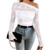 imageWIHOLL Womens Mesh Sheer Tops Sexy Crew Neck Summer Loose FIt Party Clubwear ShirtsD1white
