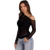 imageWIHOLL Womens Mesh Sheer Tops Sexy Crew Neck Summer Loose FIt Party Clubwear ShirtsDblack