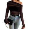 imageWIHOLL Womens Mesh Sheer Tops Sexy Crew Neck Summer Loose FIt Party Clubwear ShirtsDblack