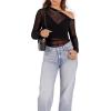 imageWIHOLL Womens Mesh Sheer Tops Sexy Crew Neck Summer Loose FIt Party Clubwear ShirtsDblack